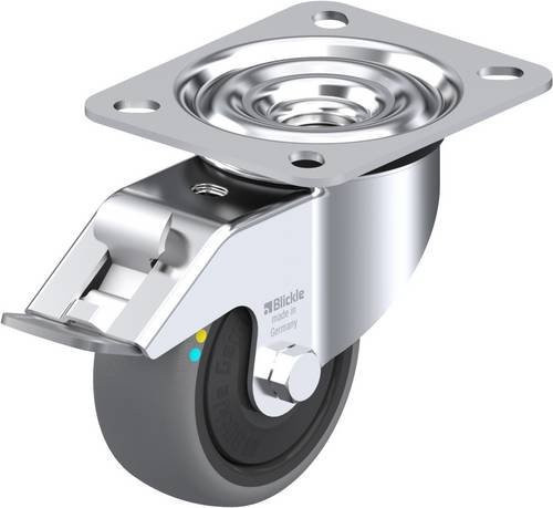 Blickle Lenkrolle 849845 LE-TPA 80KFD-FI-ELS mit Feststeller, Rad-Durchmesser: 80 mm, Tragfähigkeit: 65 kg, Farbe: Schwarz/Grau/Silber - Bild 1