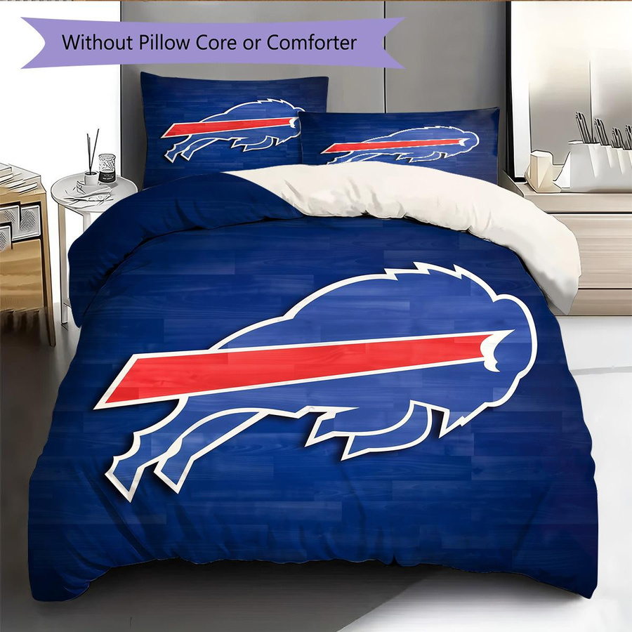 Buffalo Bills Muster Bettwäsche Set mit Reißverschluss Multicolor B/H: 200 x 200 cm (1 Bettbezug und 2 Kissenbezüge) - Bild 3