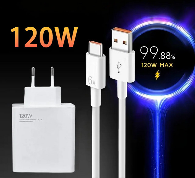 Xiaomi 120 W Turbo Schnellladegerät mit Adapterkabel in Weiß für Redmi Note 11 12 13 Pro Plus und Mi 14 13 13T Poco - Bild 1