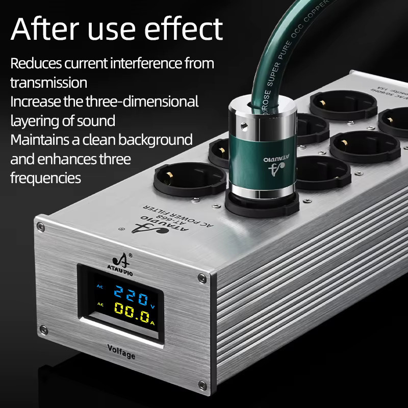 Ataudio HiFi Power Filter mit Blitzschutz und Störungsfreiem Stromreiniger für EU-Netzkabel in Schwarz oder Silber - Bild 1