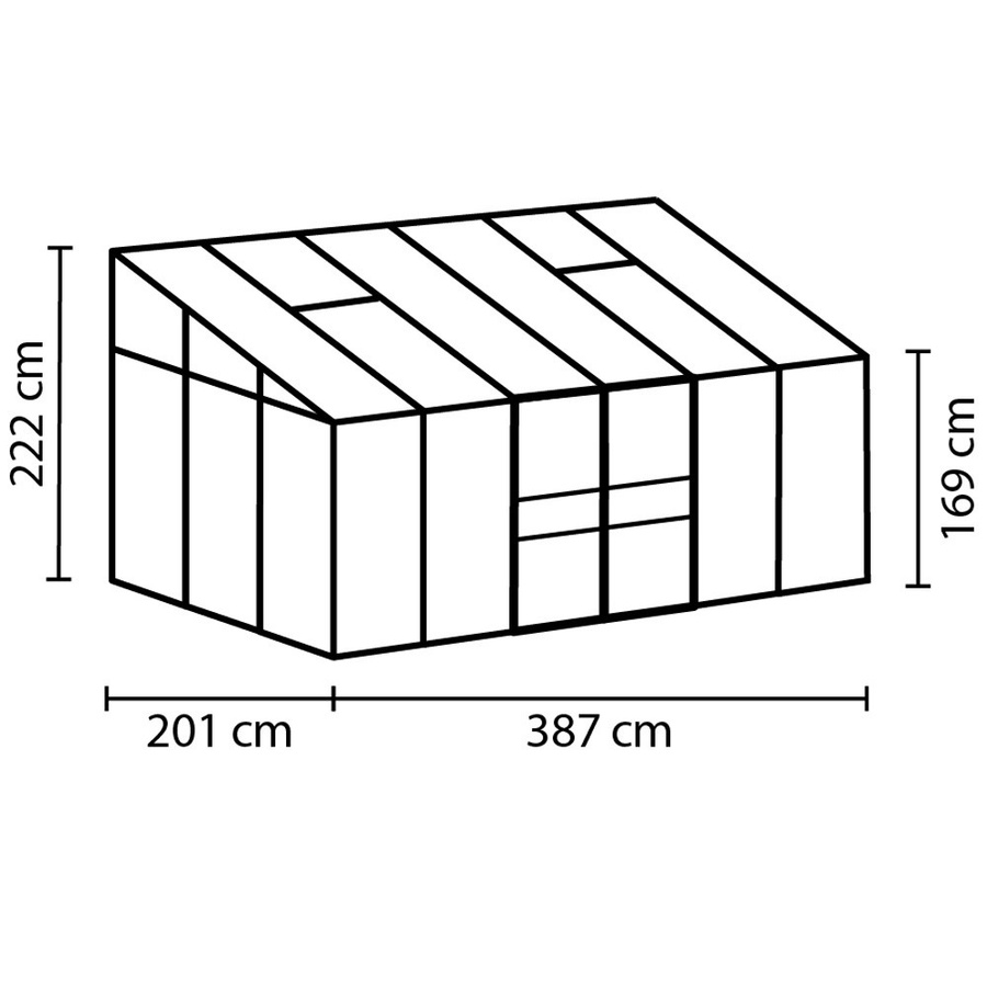 Vitavia Anlehn-Gewächshaus Osiris 7800 in Smaragdgrün mit Pultdach, 7,8 m², Aluminiumrahmen, ESG-Glas und Polycarbonat-Dachfenster - Bild 2
