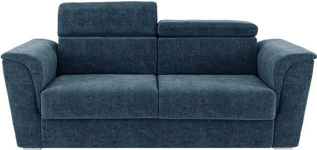 Vente-unique Schlafsofa Rizora Blau mit verstellbarer Kopfstütze und Stoffbezug, Breite: 210 cm - Bild 1