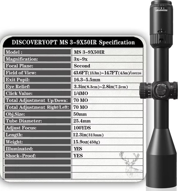 Discoverer MS 3-9X50IR Digitales Kabel-Rückmonokular in Schwarz - Bild 1