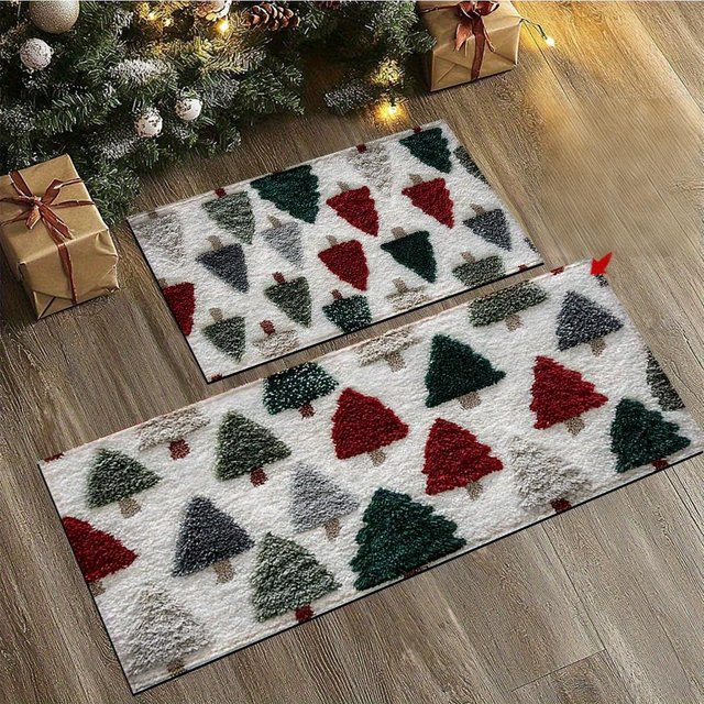 VIKAMA Weihnachts-Badezimmer Matte, rutschfest und schnell trocknend, maschinenwaschbar, mehrfarbig - Bild 1