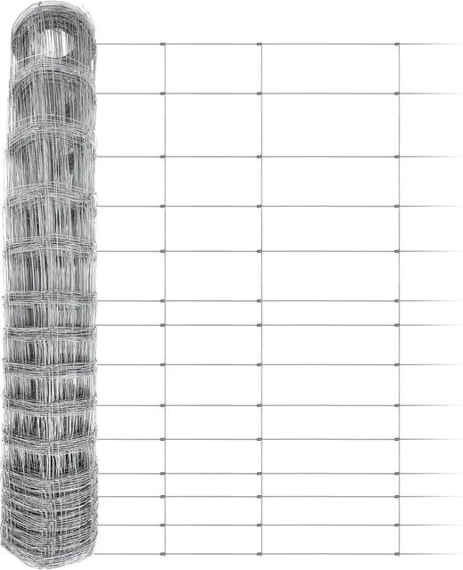 Fepro Wildzaun Forstzaun aus verzinktem Stahldraht, Farbe: Silber, Höhe: 120 cm, Maschenweite: 10 cm, Länge: 50 m - Bild 1