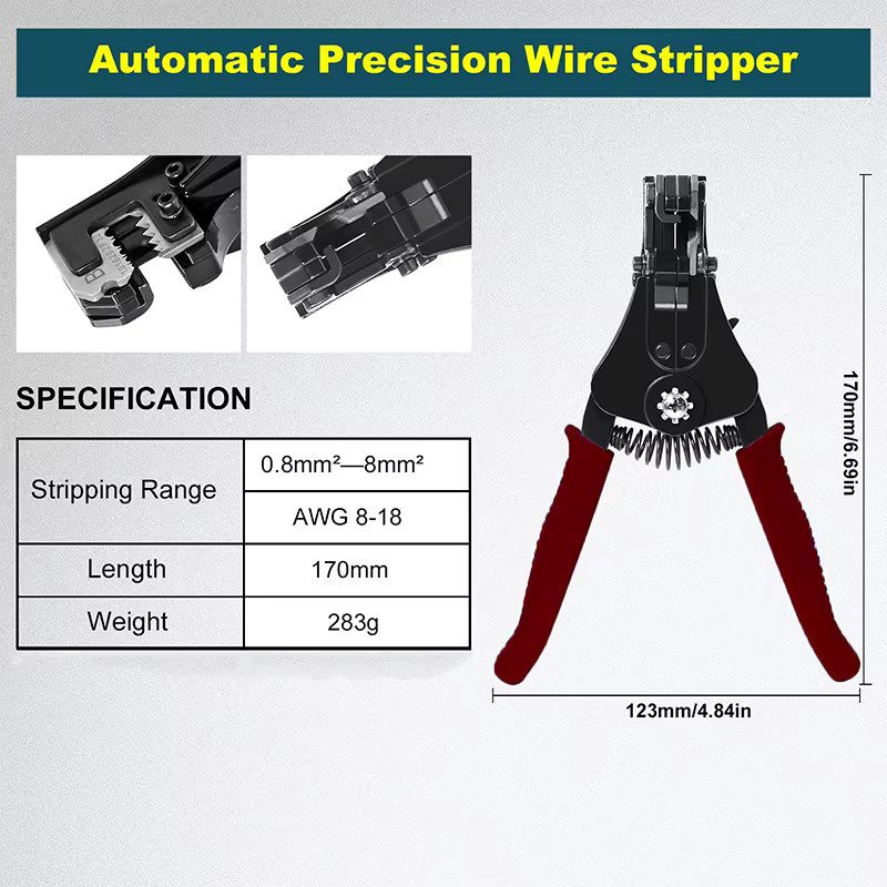 WEELEE Automatischer Abisolierer in Schwarz für 8–18 AWG solide und gesträhte elektrische Leitungen - Bild 4