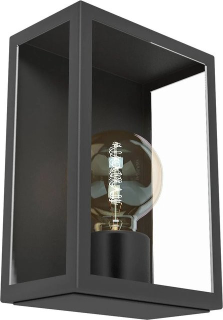 Eglo Außenwandleuchte Alamonte Schwarz aus verzinktem Stahl mit Glas und E27 Fassung - Bild 1