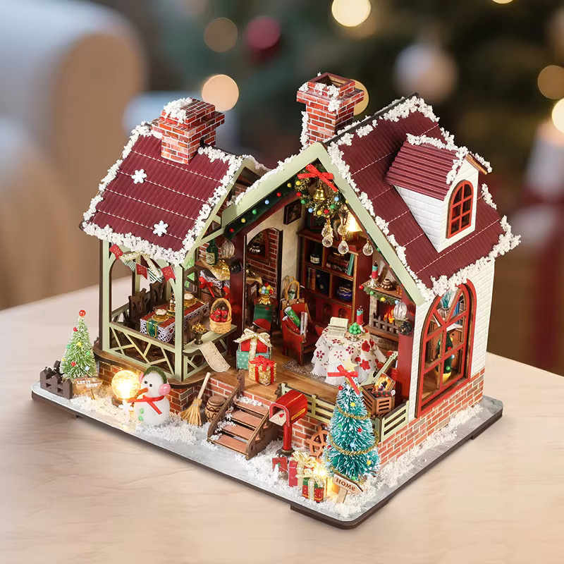 Battoom Weihnachten Puppe Haus Montage Modell, 3D Cartoon Puzzle, Bunt / Mehrfarbig - Bild 4