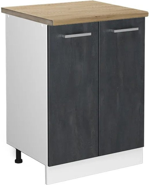 Vicco Küchenunterschrank R-Line Küchenkommode in Schwarz Beton/Weiß/Anthrazit mit Eiche-Optik Breite: 60 cm - Bild 1