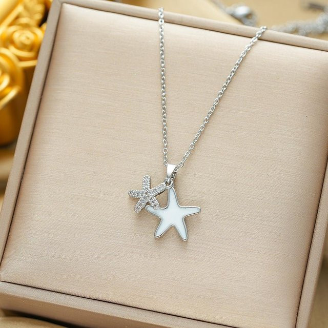 Wucifang Jewelry Anhänger Seestern, Kupfer, Weiß, Zirkonia, Damen - Bild 1