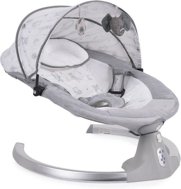 Cangaroo Babywippe Ari mit Musikfunktion, Timer, Fernbedienung, Moskitonetz und Bluetooth in Grau - Bild 1