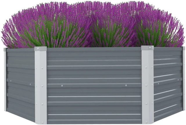 DELUKE 6-eckiges Hochbeet NOA aus verzinktem Stahl in Grau, B/T/H: 129 x 129 x 45 cm - Bild 1