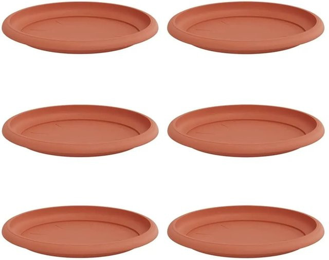 6er Set runde Blumenplatten von vidaXL in Ziegelrot aus Kunststoff, Durchmesser: 19 cm, Höhe: 2 cm - Bild 1