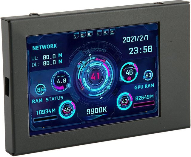 DIYelecs Computer-Temperaturmonitor mit 3,5 Zoll IPS-Display, dimmbar und drehbar, PC-CPU-GPU-Datenmonitor in Blau - Bild 1