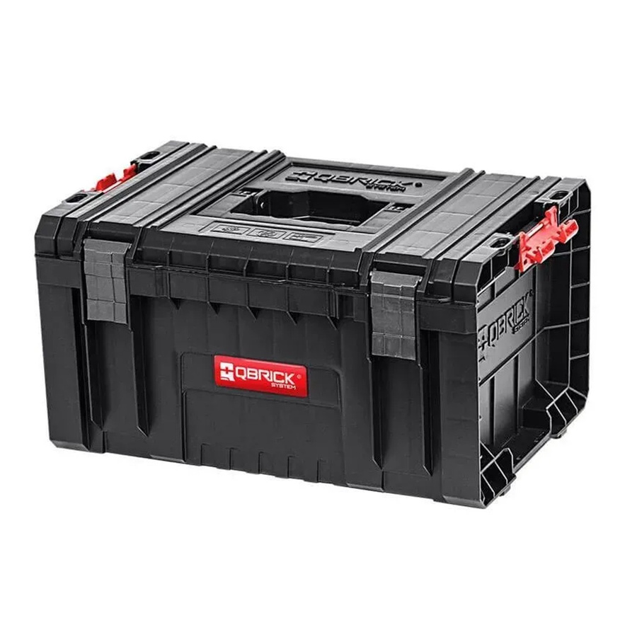 PROREGAL QBRICK Werkzeugkasten Pro Toolbox Schwarz mit 19 Litern Volumen, 3 Trennstege, Deckel, Teleskopgriffe und Metall-Klemmverschlüssen, H x B x T: 24 x 45 x 33 cm - Bild 2