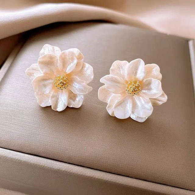 Creolen-Ohrring doppellagig Hohlblumen, Damen, goldfarben - Bild 1