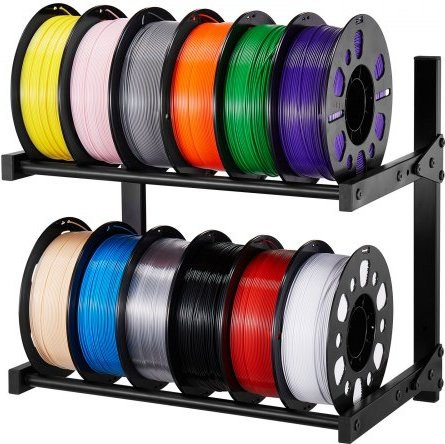 VEVOR Filament Lagerregal zur Wandmontage mit 2 Ebenen, Schwarz, B/T/H: 44,5 x 29,0 x 42,5 cm - Bild 1