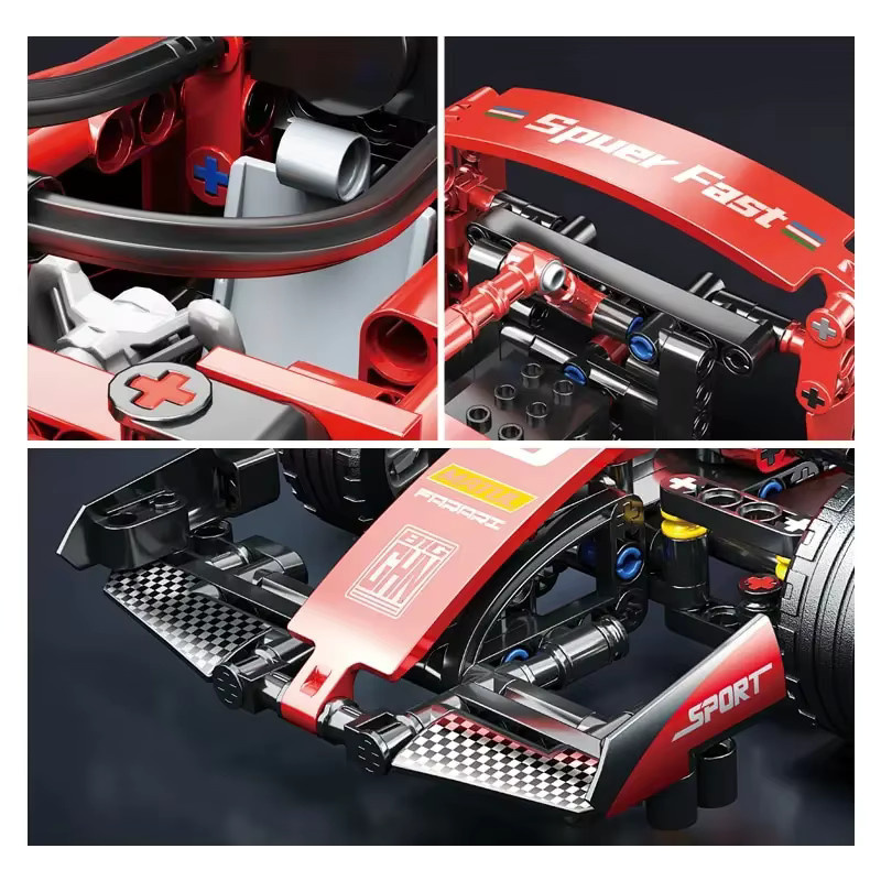 FUNXINEE F1 Racing Auto Bausteine Set, Rotes MOC Modell Kit DIY Montage Ziegel, Kreatives Pädagogisches Spielzeug für Kinder - Bild 4
