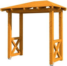 Skan Holz Haustür-Vordach Wismar 4 aus nordischer Fichte in Eiche hell braun, Breite: 258 cm, Tiefe: 126 cm - Bild 1