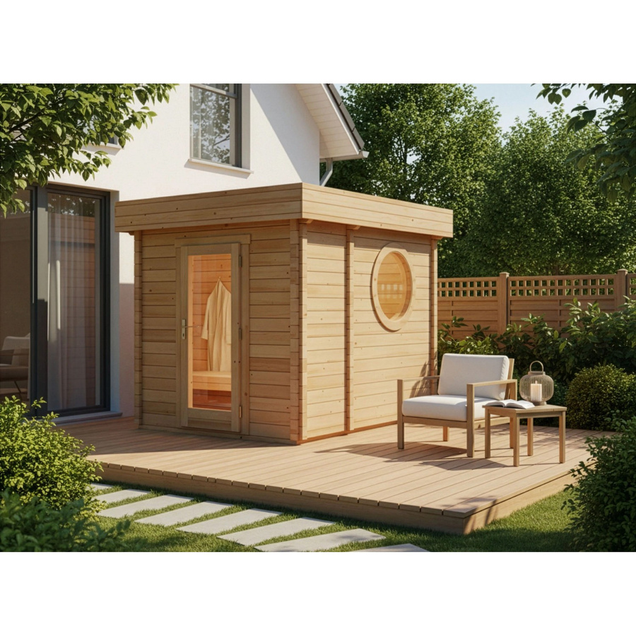 Finntherm Gartensauna Cubus-70 B aus Espe Naturbelassen B: 264 cm, T: 321 cm - Bild 2