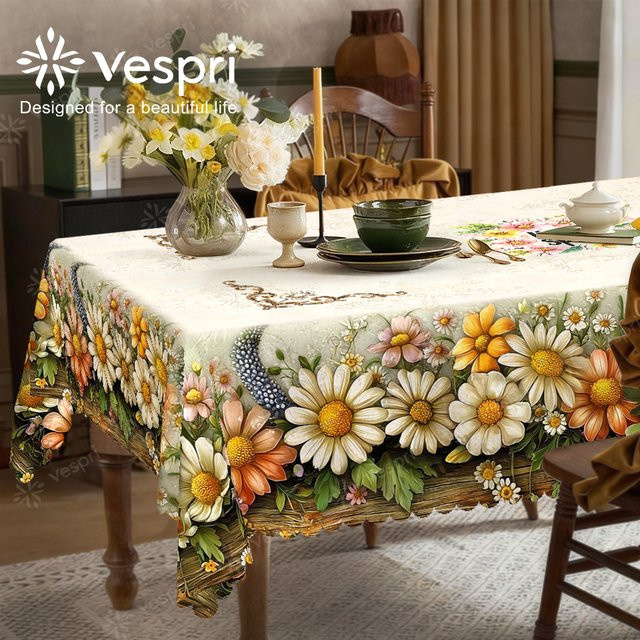 Vespri Frühlingstischdecke mit Blumenmuster in Pastellfarben aus Polyester für Ostern - Bild 1