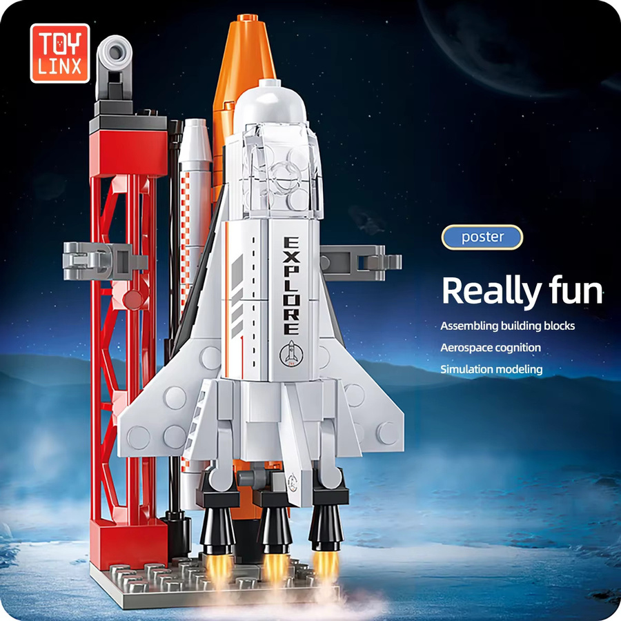 TOYLINX Weltraum, Erkundungs-Konstruktionsrakete, Bauset, 115-teiliges Set - Bild 4