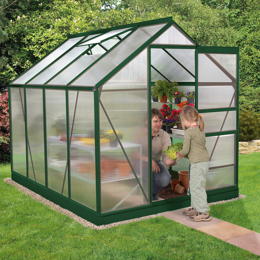 Vitavia Gewächshaus Planet 5000 in Smaragd mit Fundamentrahmen, 5,0 m², Aluminium und Polycarbonat-Verglasung - Bild 3