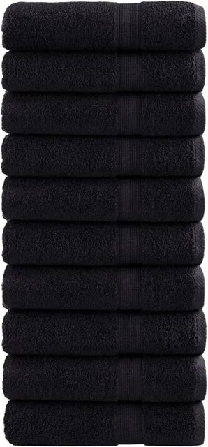 vidaXL Premium-Badetücher Set aus 100% Baumwolle, Schwarz, B: 150 cm, Gewicht: 600 g/m2, 10 Stück - Bild 1