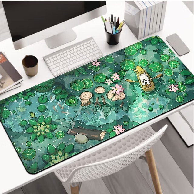 Potdemiel Snooze Pond Gaming-Mauspad in Grün, großes erweitertes Mauspad und rutschfeste Schreibtischunterlage - Bild 1