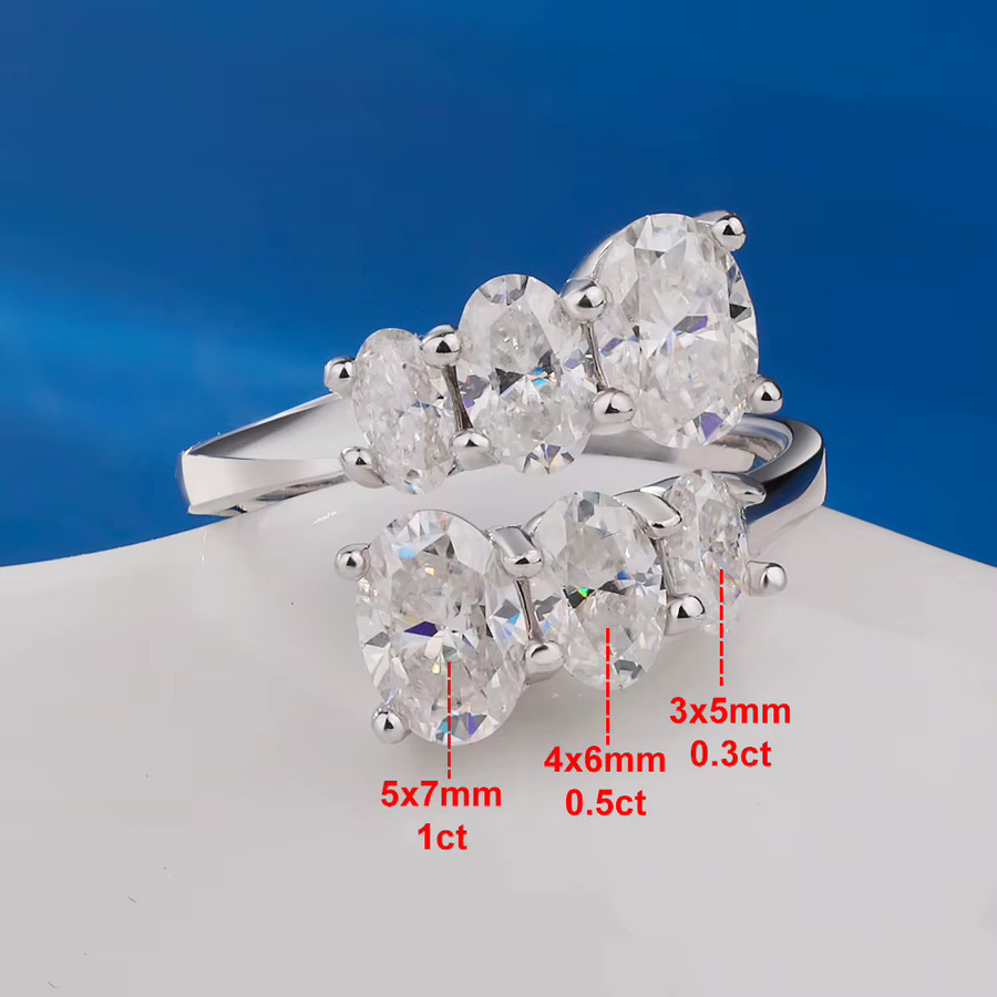 Houtros Verlobungsring, 925 Silber, 18 Karat vergoldet, Moissanit-Diamant, Damen - Bild 3