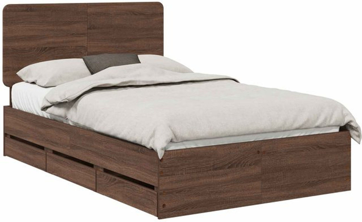 vidaXL Funktionsbett aus Holzwerkstoff in Braun, Modernes und Minimalistisches Bettgestell B: 120 cm, L: 190 cm - Bild 1