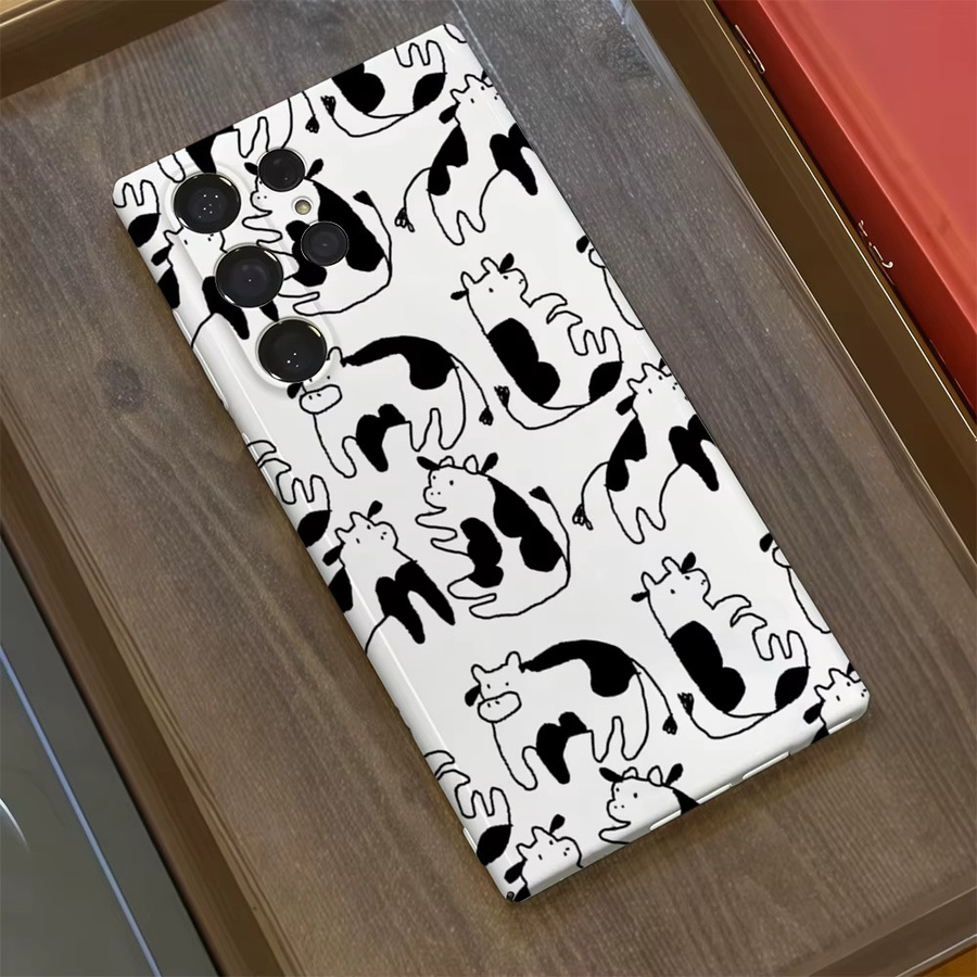 Süße Kuh Handyhülle für Samsung Galaxy S25 S24 S23 Ultra Plus A35 A105 in Weiß mit glänzendem HD Hard Cover Design - Bild 2