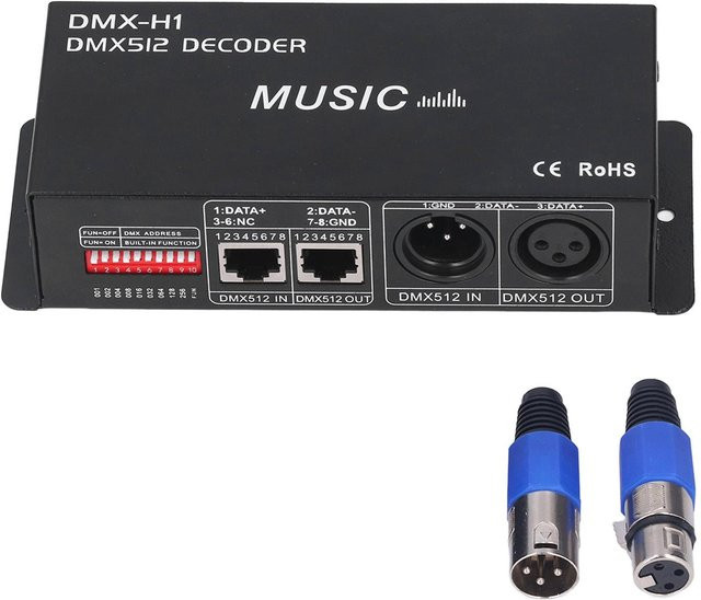 Andoer 4-Kanal DMX 512 RGB LED-Dekoder Controller, einstellbar und dimmbar, Schwarz - Bild 1