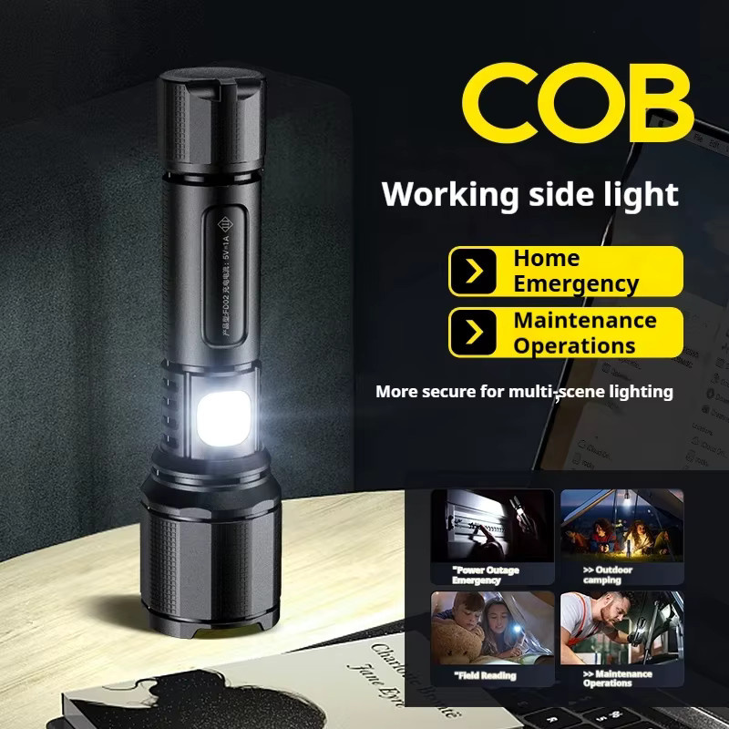 AIRAMRS ZF02 LED Outdoor Taschenlampe mit Zoom und Wasserdichtigkeit, Schwarz - Bild 2