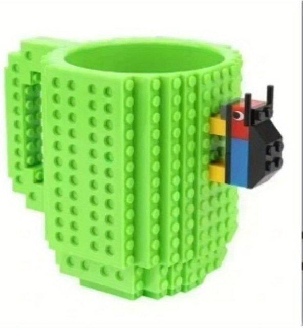 NATAWA Becher im kreativen Ziegelstein-Design aus Kunststoff, Grün, Höhe: 12 cm, Breite: 12 cm, Tiefe: 12 cm - Bild 1