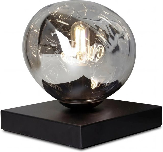 Moderne Tischleuchte Licht-Erlebnisse aus Glas und Metall in Silber und Schwarz mit E14 Fassung, Höhe: 17,5 cm - Bild 1
