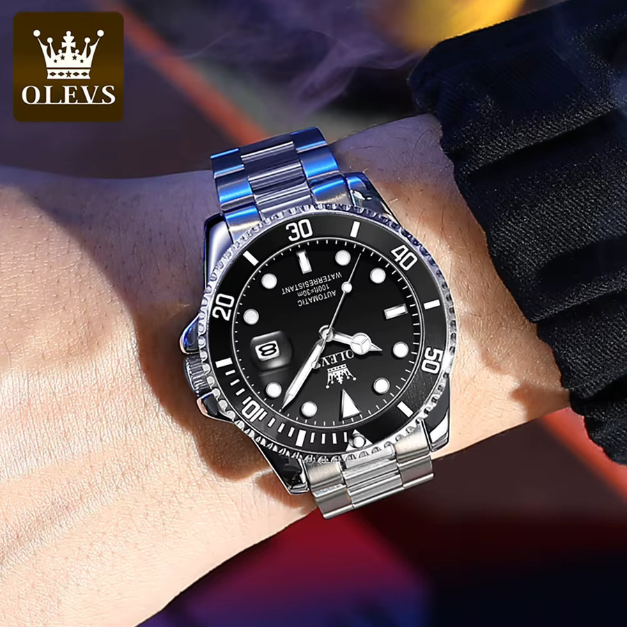 OLEVS Herrenuhr, Automatik, Edelstahl, Grün, Datum - Bild 2