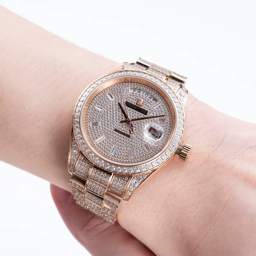 OBLVLO Armbanduhr Automatik, Roségold, Diamant, Herren - Bild 2