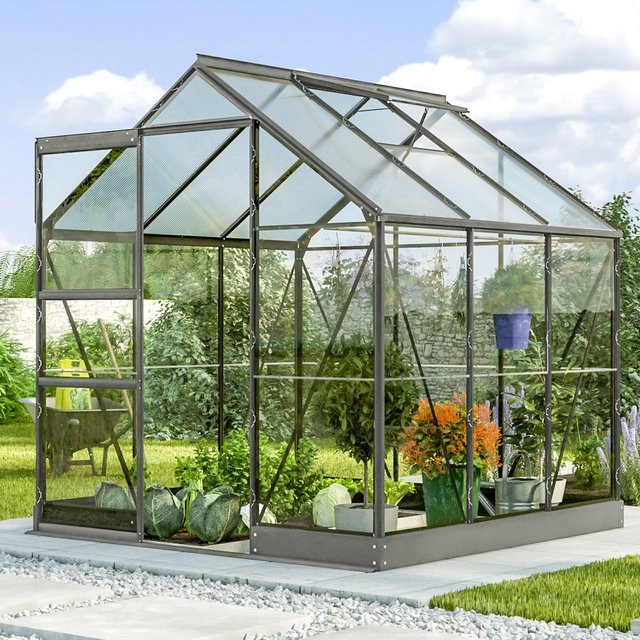 Vitavia Gewächshaus Kapitol 3800 in Schwarz mit Kombiverglasung und Schiebetür, 3,8 m² - Bild 1