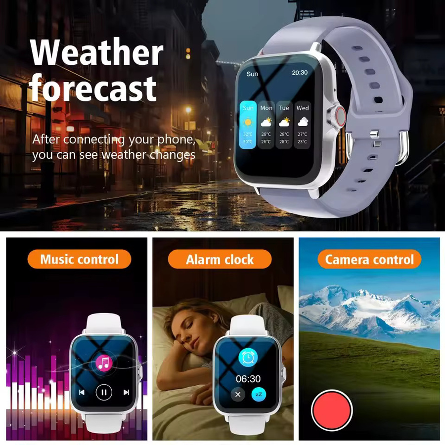 Ola Esporte HT30 Smartwatch in Schwarz mit Bluetooth-Anruffunktion, Gesundheitsüberwachung und Benachrichtigungen für Android und iOS - Bild 3