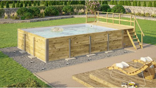 WEKA Massivholzpool 595 Aufstellpool aus Massivholz in Hellgrau, B/H/L: 416 x 116 x 644 cm - Bild 1