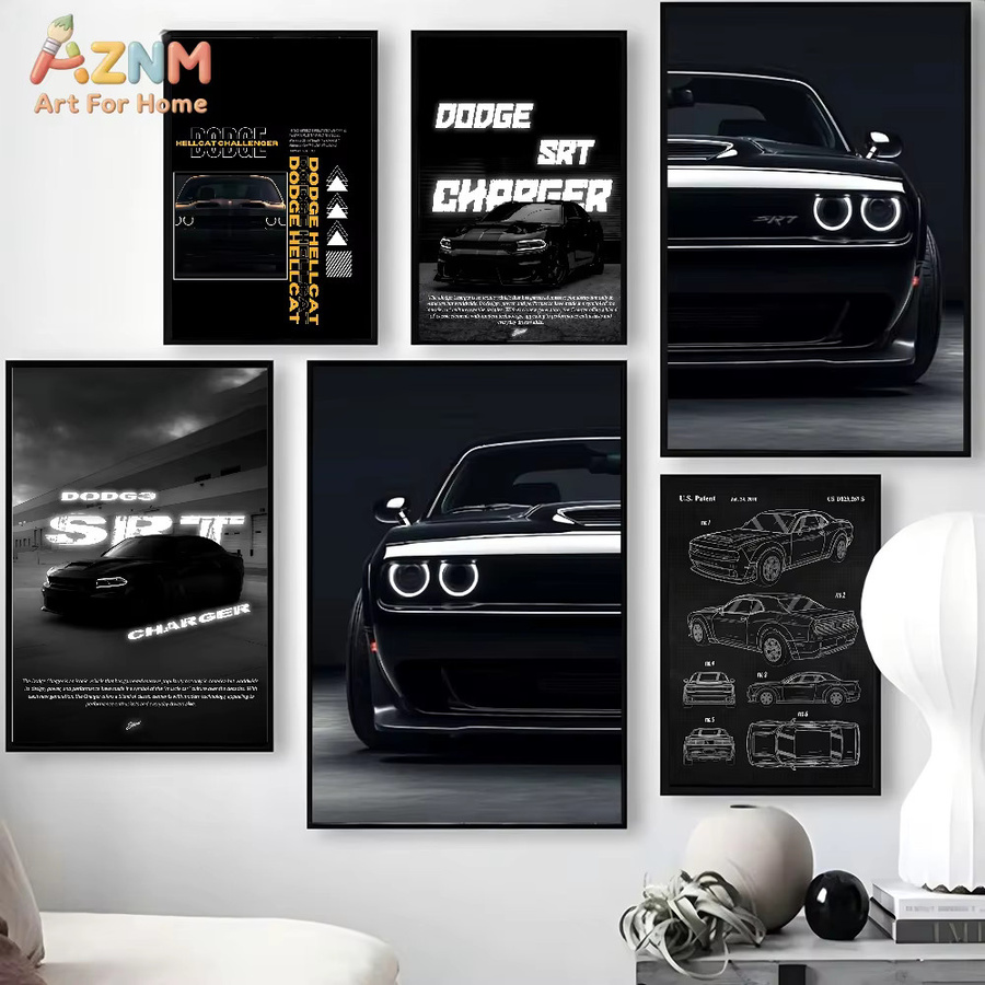 Rastar Dodge Challenger SRT Hellcat Redeye Poster Selbstklebender Wasserfester Papieraufkleber in Schwarz - Bild 3