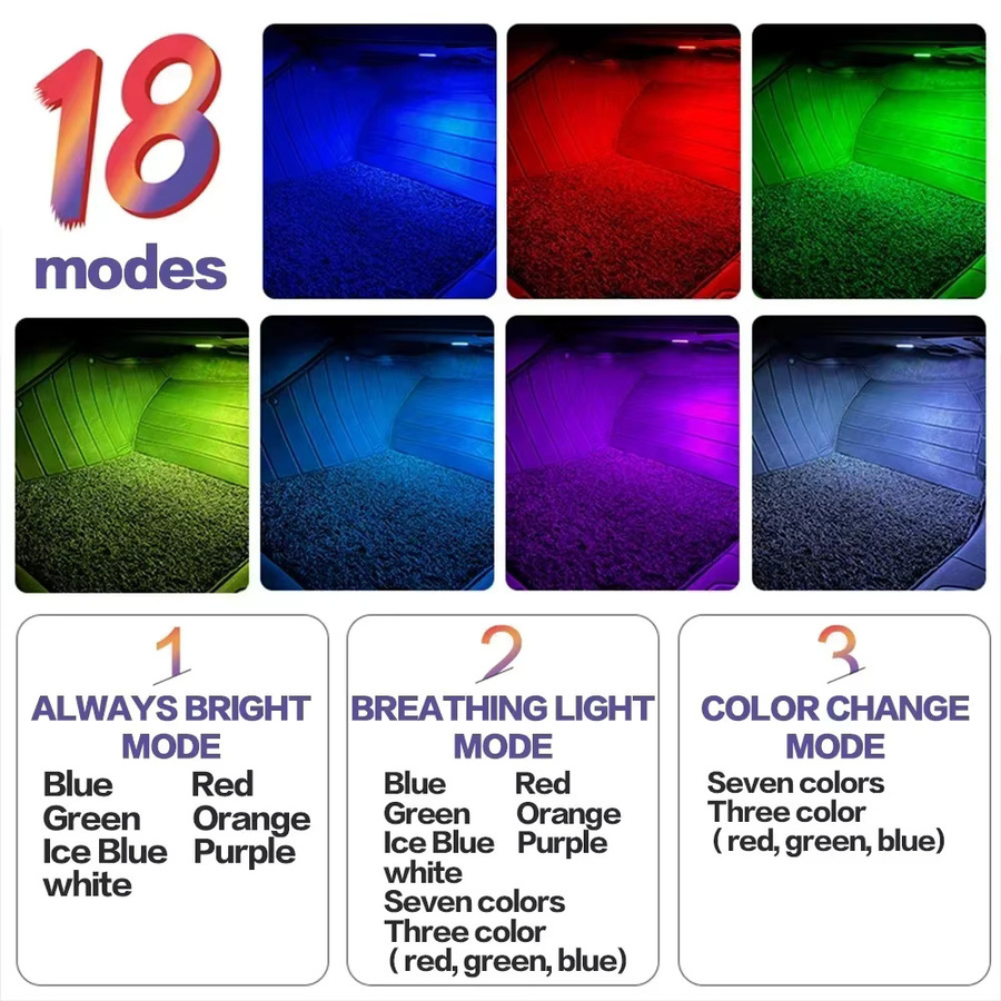 QYJSD RGB LED Auto-Innenraumbeleuchtung für Audi A1 A4 A5 A6 A7 A8 Q3 Q5 Q7 Q8 TT Fußraumbeleuchtung in Transparent - Bild 3