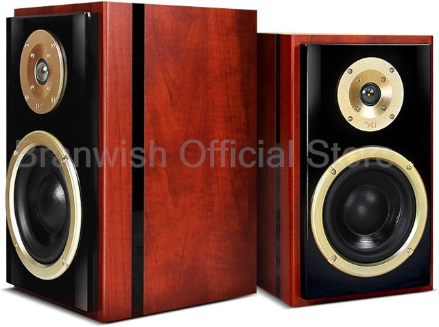 Branwish HiFi Stereo Bücherregallautsprecher Retro Holz Subwoofer in Braun, 6,5 Zoll, 4 Ohm, 100 W - Bild 1