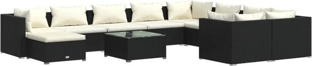 vidaXL 11-tlg. Garten-Lounge-Set in U-Form aus Poly Rattan mit Kissen in Schwarz und Beige - Bild 1