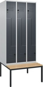 C+P Z-Spind Classic PLUS Sitzbank mit 6 Fächern und Sicherheits-Drehriegel, Sitzfläche aus Buche-Hartholz, B/T/H: 212 x 90 x 81,5 cm - Bild 1