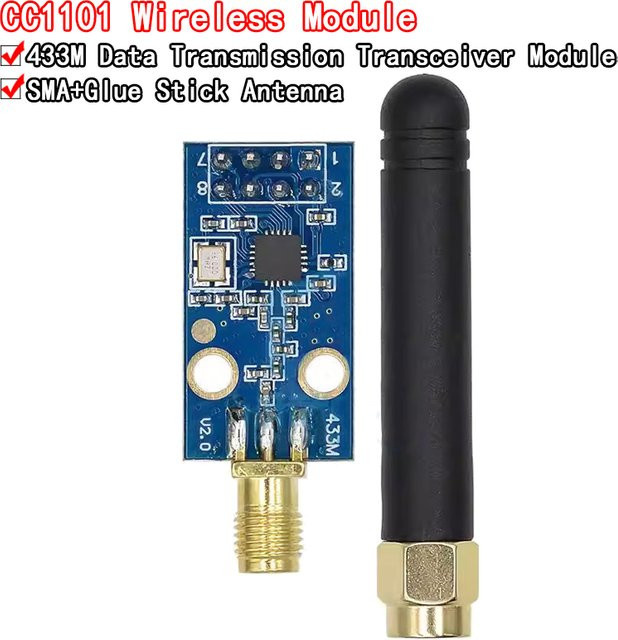 Si Tai&SH CC1101 Wireless-Modul mit SMA-Antenne und Wireless-Transceiver für Arduino, Blau - Bild 1