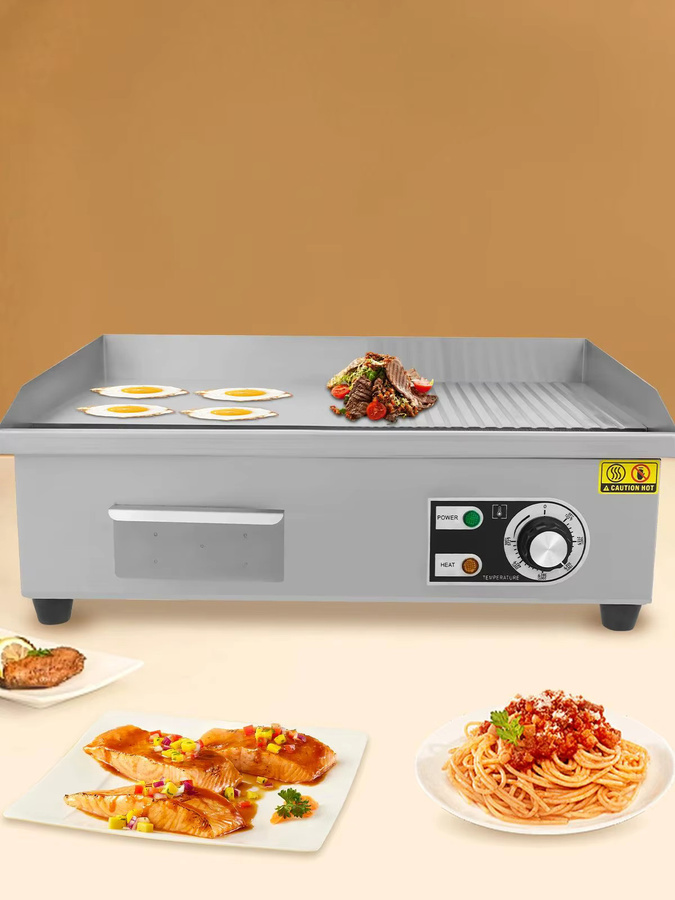 Sweetmile Elektrischer Teppanyaki-Tischgrill aus Edelstahl mit 3000W und Temperaturregler, Silber, B/T/H: 55 x 43 x 24 cm - Bild 2
