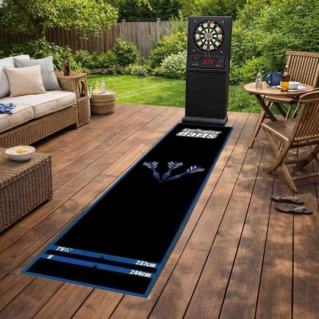 VIKAMA Dart-Übungs-Läufermatte, rutschfeste Dart-Wurf-Linienmatte in Schwarz für Terrasse und Garten, B/T: 200 x 30 cm - Bild 1
