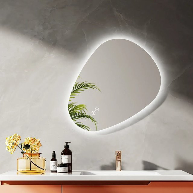 Emke LED Badspiegel asymmetrisch mit Anti-Beschlag und 3 dimmbaren Lichtfarben, B: 60 cm, H: 45 cm - Bild 1